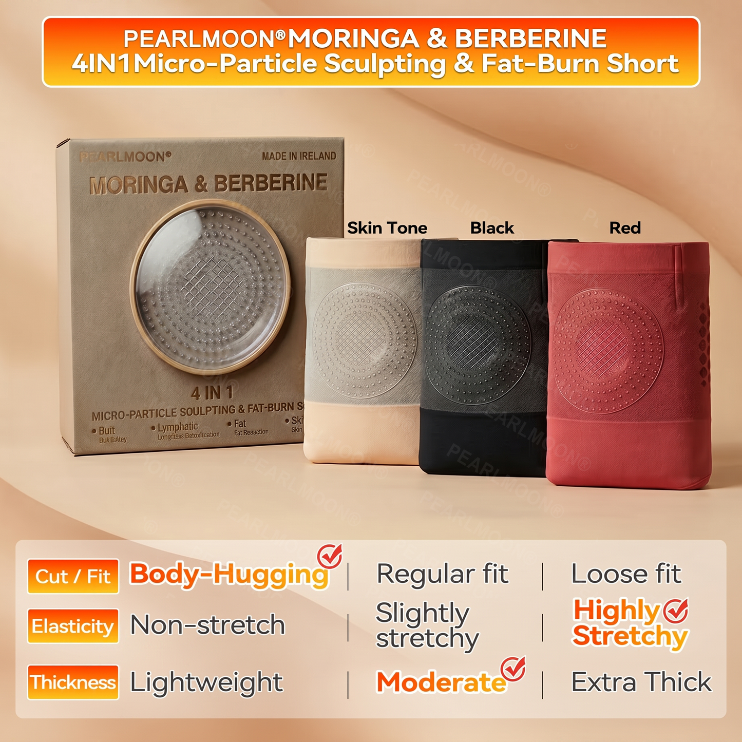 Official Brand Store | 💪💦PEARLMOON 2026 Moringa Berberine 4 In 1 Micro Particle Sculpting Fat Burn Shorts